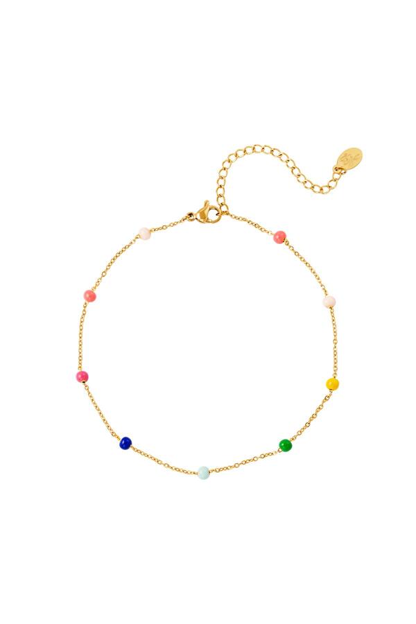 Anklets colored beads Gold Stainless Steel